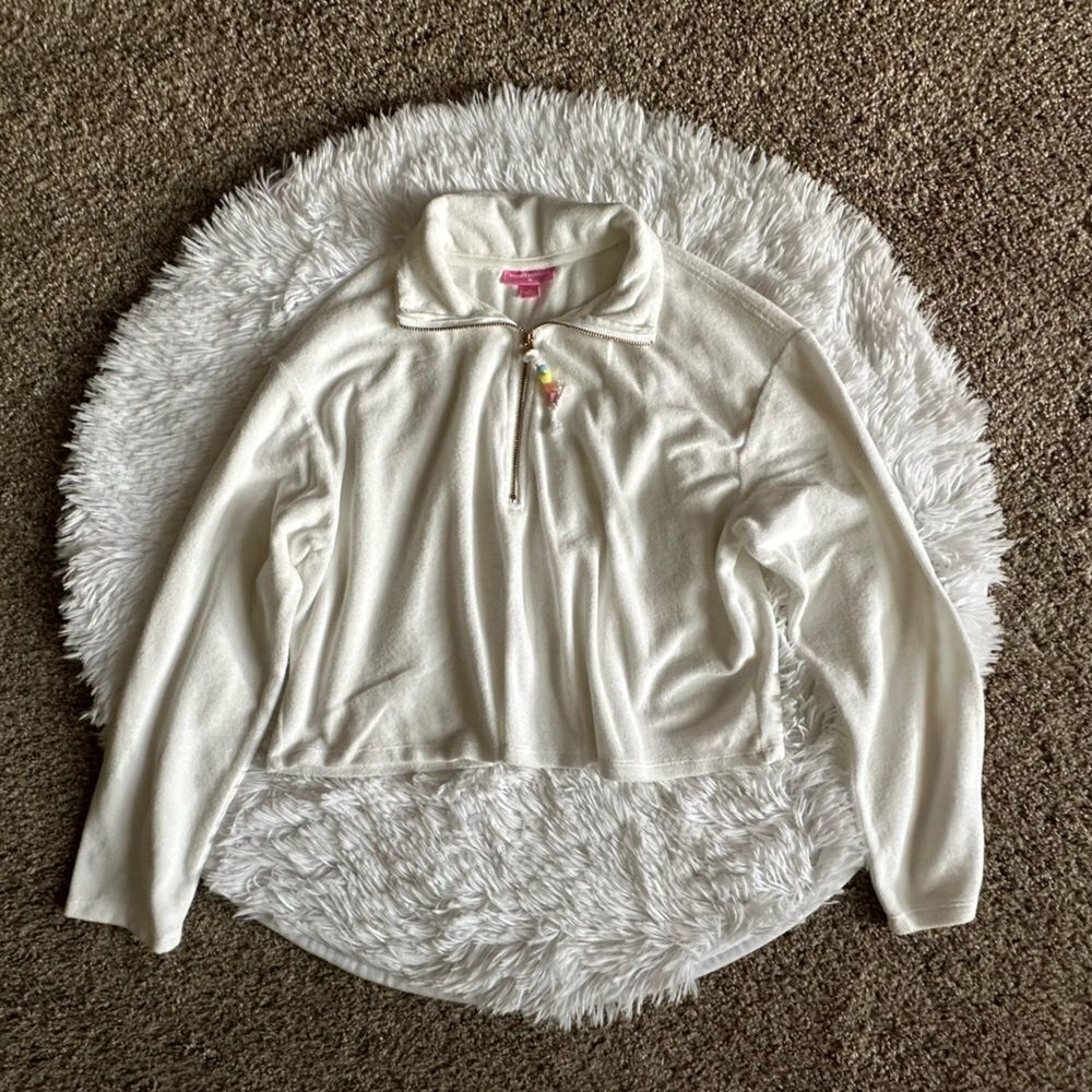 Stoney Clover Lane‎ X Target Top Quarter Zip White Beads Girls Size Small